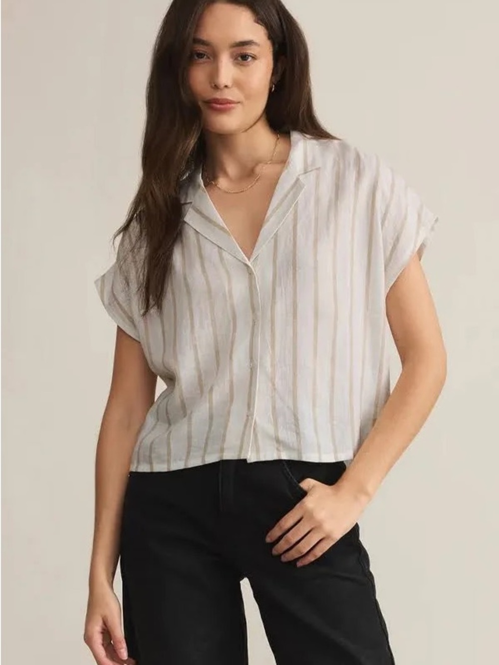 Z Supply Parallel Striped Linen Top Size M NWT